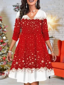 Women's Christmas Casual Dress Shift Dress Mini Dress Wine Red Long Sleeve Santa Claus Snowflake Print Winter Fall V Neck Vacation Casual 2022 XS S M L XL 2XL 3XL 4XL 5XL 6XL 11 Women's Christmas Casual Dress Shift Dress Mini Dress Wine Red Long Sleeve Santa Claus Snowflake Print Winter Fall V Neck Vacation Casual 2022 XS S M L XL 2XL 3XL 4XL 5XL 6XL -Fashion Life Shop kwtlxb1668082668680