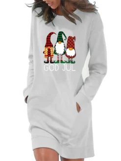 Women's Christmas Sweatshirt Dress Winter Dress Short Mini Dress Light Blue Grey White Long Sleeve Letter Santa Claus Pocket Print Fall Winter Crew Neck Stylish Casual 2022 S M L XL 2XL -Fashion Life Shop kxipdf1665746776543