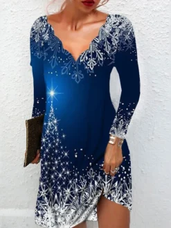 Women's Christmas Sequin Dress Formal DressShort Mini Dress Black Long Sleeve Tree Print Sequins Ruched Print Fall Winter V Neck Stylish Modern 2022 S M L XL XXL 3XL -Fashion Life Shop laokbj1668231203623
