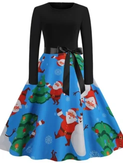Women's Christmas Vintage Dress Green Black Light Red Red Light Blue Long Sleeve Print Print Winter Fall Crew Neck Vintage 2022 S M L XL 2XL 3XL 11 Women's Christmas Vintage Dress Green Black Light Red Red Light Blue Long Sleeve Print Print Winter Fall Crew Neck Vintage 2022 S M L XL 2XL 3XL -Fashion Life Shop lcldfz1667467148037