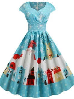 Women's Christmas Knee Length Dress Blue Dusty Blue Royal Blue Black Red Navy Blue Dark Blue Light Blue Short Sleeve Print Print Fall Winter V Neck Casual Vintage2021 S M L XL XXL 3XL 32 Women's Christmas Knee Length Dress Blue Dusty Blue Royal Blue Black Red Navy Blue Dark Blue Light Blue Short Sleeve Print Print Fall Winter V Neck Casual Vintage2021 S M L XL XXL 3XL -Fashion Life Shop ldoxni1629970326360