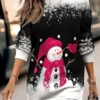 Women's Casual Dress Christmas Dress Sweatshirt Dress Snowman Snowflake Print Crew Neck Mini Dress Fashion Streetwear Outdoor Christmas Long Sleeve Loose Fit Black Red Fall Winter S M L XL XXL