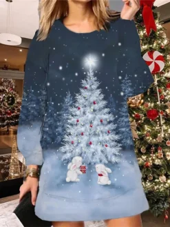 Women's Christmas Sweatshirt Dress Shift Dress Mini Dress Green Blue Royal Blue Long Sleeve Snowman Print Winter Fall Autumn Fashion Daily 2022 S M L XL XXL 3XL 9 Women's Christmas Sweatshirt Dress Shift Dress Mini Dress Green Blue Royal Blue Long Sleeve Snowman Print Winter Fall Autumn Fashion Daily 2022 S M L XL XXL 3XL -Fashion Life Shop lfhjly1667985752826