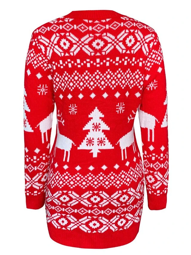 Women‘s Christmas Sweater Dress Jumper Dress Winter Dress Fashion Ugly Christmas Christmas Daily Vacation Going Out Crew Neck Long Sleeve Patchwork 2023 Regular Fit Wine Navy Blue S M 5 Women‘s Christmas Sweater Dress Jumper Dress Winter Dress Fashion Ugly Christmas Christmas Daily Vacation Going Out Crew Neck Long Sleeve Patchwork 2023 Regular Fit Wine Navy Blue S M - Image 5
