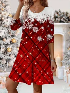 Women's Casual Dress Christmas Dress Winter Dress Santa Claus Snowman Print V Neck Mini Dress Fashion Streetwear Outdoor Christmas Long Sleeve Loose Fit White Dark Red Wine Fall Winter S M L XL XXL 6 Women's Casual Dress Christmas Dress Winter Dress Santa Claus Snowman Print V Neck Mini Dress Fashion Streetwear Outdoor Christmas Long Sleeve Loose Fit White Dark Red Wine Fall Winter S M L XL XXL -Fashion Life Shop lkjquz1697195452404