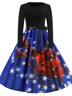 Women's Christmas Swing DressKnee Length Dress Green Blue Purple Red Long Sleeve Print Snowflake Bow Print Fall Winter Crew Neck Stylish 2022 S M L XL 2XL 15 Women's Christmas Swing DressKnee Length Dress Green Blue Purple Red Long Sleeve Print Snowflake Bow Print Fall Winter Crew Neck Stylish 2022 S M L XL 2XL -Fashion Life Shop lmvluf1658813908771