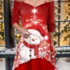 Women's Casual Dress Christmas Dress Velvet Dress Snowman Patchwork Layered Strap Mini Dress Fashion Modern Outdoor Christmas Long Sleeve Regular Fit Wine Fall Winter S M L XL XXL