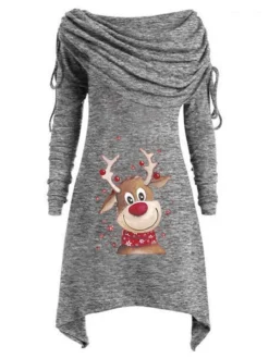 Women‘s Plus Size Christmas Tops Hoodie Sweatshirt Tree Color Gradient Print Long Sleeve Hooded Streetwear Daily Polyester Fall Winter Black -Fashion Life Shop lroppg1670553585607
