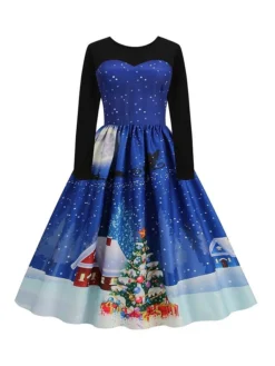 Women‘s Christmas Retro Elegant Vintage Dress Midi Dress Party Ruched Patchwork Santa Claus Crew Neck Long Sleeve Regular Fit Fall Winter 2023 Black Red S M L XL 23 Women‘s Christmas Retro Elegant Vintage Dress Midi Dress Party Ruched Patchwork Santa Claus Crew Neck Long Sleeve Regular Fit Fall Winter 2023 Black Red S M L XL -Fashion Life Shop lsclip1694426164296