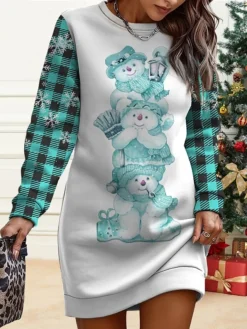 Women‘s Christmas Casual Dress Sweatshirt Dress Mini Dress Warm Fashion Outdoor Holiday Crew Neck Print Animal Santa Claus Tree Loose Fit Black Burgundy Green S M L XL XXL 5 Women‘s Christmas Casual Dress Sweatshirt Dress Mini Dress Warm Fashion Outdoor Holiday Crew Neck Print Animal Santa Claus Tree Loose Fit Black Burgundy Green S M L XL XXL -Fashion Life Shop lvaioq1695885295906