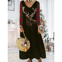 Women's Christmas Casual Dress Shift DressMaxi Long Dress Purple Wine Red Brown White Long Sleeve Plaid Santa Claus Elk Print Fall Winter V Neck Vacation Casual 2022 S M L XL XXL 3XL 4XL 5XL 6XL 26 Women's Christmas Casual Dress Shift DressMaxi Long Dress Purple Wine Red Brown White Long Sleeve Plaid Santa Claus Elk Print Fall Winter V Neck Vacation Casual 2022 S M L XL XXL 3XL 4XL 5XL 6XL -Fashion Life Shop mcfcia1668238349172