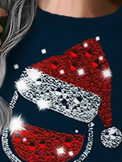 Women‘s Christmas Sweatshirt Dress Shift Dress Navy Blue White Long Sleeve Plaid Print Winter Fall Autumn Fashion Daily Loose Fit 2022 S M L XL XXL 3XL -Fashion Life Shop mciaqf1667635436330