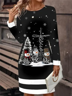 Women‘s Christmas Casual Dress Sweatshirt Dress Mini Dress Active Fashion Outdoor Holiday Crew Neck Print Tree Hat Loose Fit Black White Red S M L XL XXL 7 Women‘s Christmas Casual Dress Sweatshirt Dress Mini Dress Active Fashion Outdoor Holiday Crew Neck Print Tree Hat Loose Fit Black White Red S M L XL XXL -Fashion Life Shop mcmglg1695195008164