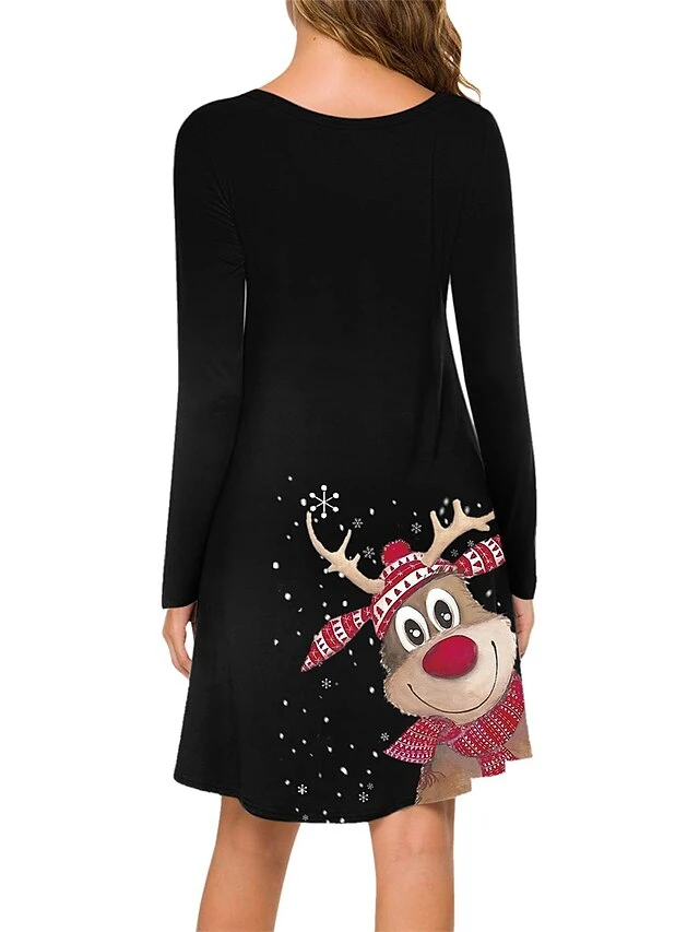 Women's Casual Dress Christmas Dress Sweatshirt Dress Snowflake Ugly Christmas Print Crew Neck Mini Dress Active Fashion Outdoor Christmas Long Sleeve Loose Fit Black Brown Khaki Fall Winter S M L XL 6 Women's Casual Dress Christmas Dress Sweatshirt Dress Snowflake Ugly Christmas Print Crew Neck Mini Dress Active Fashion Outdoor Christmas Long Sleeve Loose Fit Black Brown Khaki Fall Winter S M L XL - Image 6