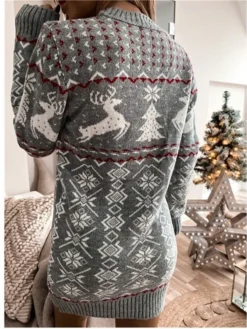 Women‘s Christmas Sweater Dress Winter Dress Sheath Dress Short Mini Dress Red Navy Blue Gray Long Sleeve Elk Snowman Snowflake Knit Fall Winter Round Neck Turtleneck Stylish Casual 2022 S M L XL XXL -Fashion Life Shop memlix1663151841795