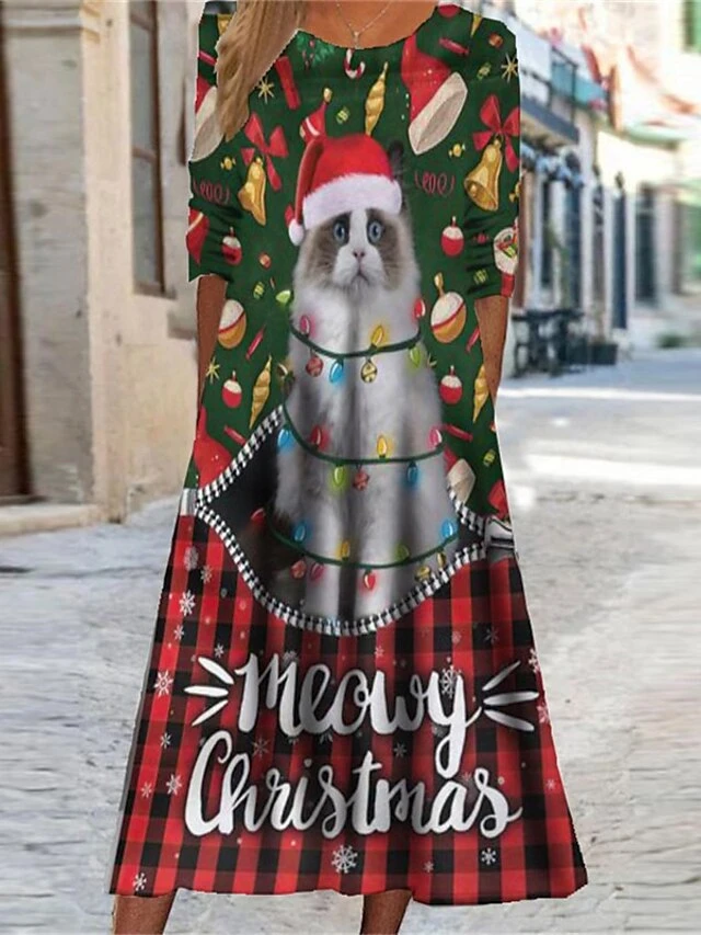Women's Christmas Casual Dress Swing Dress Midi Dress Midi Dress Green Khaki Beige Long Sleeve Plaid Pocket Winter Fall Autumn Round Neck Fashion Christmas Daily 2022 S M L XL XXL 3XL 1 Women's Christmas Casual Dress Swing Dress Midi Dress Midi Dress Green Khaki Beige Long Sleeve Plaid Pocket Winter Fall Autumn Round Neck Fashion Christmas Daily 2022 S M L XL XXL 3XL