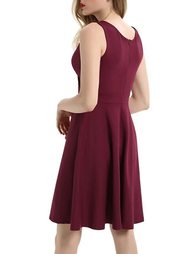 Women‘s Christmas Party Dress Swing Dress Green Dress Midi Dress Black White Wine Sleeveless Pure Color Ruched Summer Spring Fall V Neck Party Party Wedding Guest 2022 S M L XL XXL 2 Women‘s Christmas Party Dress Swing Dress Green Dress Midi Dress Black White Wine Sleeveless Pure Color Ruched Summer Spring Fall V Neck Party Party Wedding Guest 2022 S M L XL XXL - Image 2