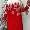Women's Casual Dress Hoodie Dress Mini Dress Warm Fashion Outdoor Christmas Holiday Hoodie Print Snowflake Loose Fit Red Navy Blue Blue S M L XL XXL