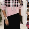 Women‘s Christmas Hoodie Dress Shift Dress Mini Dress Blue Pink Fuchsia Long Sleeve Plaid Print Fall Spring Hooded Daily Vacation Loose Fit 2022 S M L XL XXL 3XL