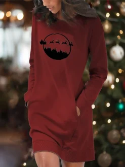 Women's Casual Dress Christmas Dress Sweatshirt Dress Santa Claus Ugly Christmas Pocket Print Crew Neck Mini Dress Fashion Streetwear Outdoor Christmas Long Sleeve Loose Fit Dark Red Red Burgundy 12 Women's Casual Dress Christmas Dress Sweatshirt Dress Santa Claus Ugly Christmas Pocket Print Crew Neck Mini Dress Fashion Streetwear Outdoor Christmas Long Sleeve Loose Fit Dark Red Red Burgundy -Fashion Life Shop mlxbiw1694675790715