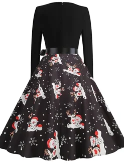 Women's Christmas Vintage Dress Midi Dress Black And White Green Black Long Sleeve Santa Claus Bow Winter Fall Autumn Square Neck Stylish Christmas Vacation 2022 S M L XL XXL 3XL 23 Women's Christmas Vintage Dress Midi Dress Black And White Green Black Long Sleeve Santa Claus Bow Winter Fall Autumn Square Neck Stylish Christmas Vacation 2022 S M L XL XXL 3XL -Fashion Life Shop mmmztk1667637298885