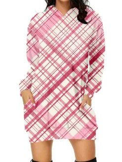 Women's Casual Dress Christmas Dress Hoodie Dress Print Pocket Print Hooded Mini Dress Active Fashion Outdoor Home Long Sleeve Regular Fit Light Pink White Light Green Spring Fall S M L XL XXL -Fashion Life Shop moagrn1695112341411