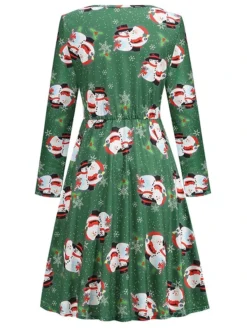 Women's Christmas Casual Dress Green Black Blue Long Sleeve Santa Claus Print Winter Fall Autumn Crew Neck Modern Daily Vacation 2022 S M L XL XXL -Fashion Life Shop mpocya1667541620445