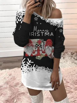 Women‘s Christmas Casual Dress Sweatshirt Dress Mini Dress Warm Fashion Outdoor Holiday Crew Neck Print Animal Santa Claus Tree Loose Fit Black White Burgundy S M L XL XXL 5 Women‘s Christmas Casual Dress Sweatshirt Dress Mini Dress Warm Fashion Outdoor Holiday Crew Neck Print Animal Santa Claus Tree Loose Fit Black White Burgundy S M L XL XXL -Fashion Life Shop mrowcu1694156786373