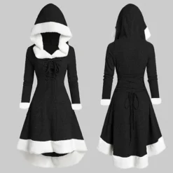 Women's Christmas Hoodie Dress Vintage Dress Midi Dress Green Black Wine Red Gray Long Sleeve Pure Color Patchwork Winter Fall Hooded Vacation Vintage 2022 S M L XL XXL 3XL -Fashion Life Shop mswtrx1667295484401