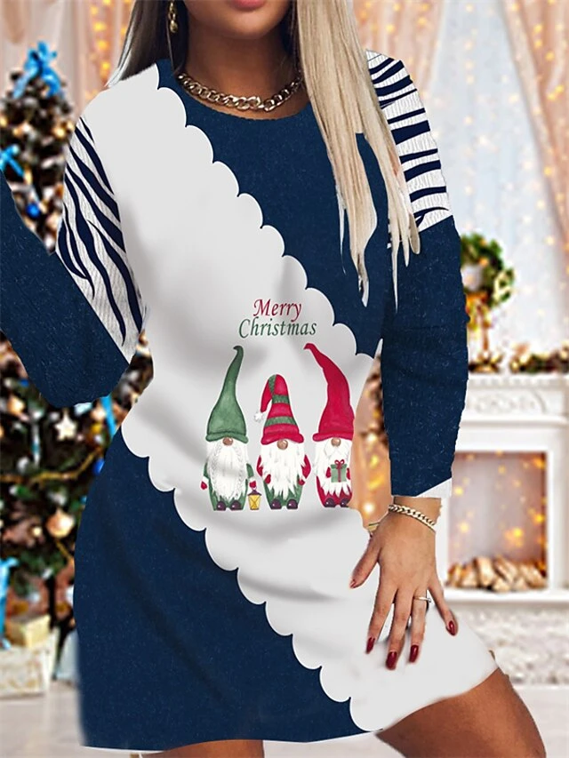 Women's Christmas Sheath Dress Knit Dress Mini Dress Blue Pink Wine Dark Green Gray Long Sleeve Santa Claus Snowflake Knit Print Winter Fall Crew Neck Fashion Party 2022 S M L XL 2XL 3XL 4XL 5XL 6XL 5 Women's Christmas Sheath Dress Knit Dress Mini Dress Blue Pink Wine Dark Green Gray Long Sleeve Santa Claus Snowflake Knit Print Winter Fall Crew Neck Fashion Party 2022 S M L XL 2XL 3XL 4XL 5XL 6XL - Image 5