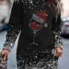 Women‘s Christmas Casual Dress Sweatshirt Dress Mini Dress Warm Fashion Outdoor Holiday Crew Neck Print Snowman Hat Loose Fit Black Burgundy Green S M L XL XXL