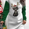 Women's Christmas Casual Dress Sweatshirt Dress Mini Dress Warm Fashion OutdoorVacation Crew Neck Print Animal Loose Fit Black Green S M L XL XXL