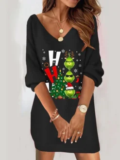 Women's Sweatshirt Dress Shift Dress Sweat Dress Mini Dress Black Light Green Red 3/4 Length Sleeve Grinch Print Spring Fall Winter V Neck Fashion Christmas Loose Fit 2023 S M L XL XXL 3XL 9 Women's Sweatshirt Dress Shift Dress Sweat Dress Mini Dress Black Light Green Red 3/4 Length Sleeve Grinch Print Spring Fall Winter V Neck Fashion Christmas Loose Fit 2023 S M L XL XXL 3XL -Fashion Life Shop mwkmkb1668759254966