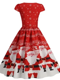 Women's Christmas Swing Dress Vintage DressKnee Length Dress Blue Wine Red Light BlueShort Sleeve Santa Claus Snowman Tree Print Fall Winter Square Neck Vintage Elegant Slim 2022 S M L XL 23 Women's Christmas Swing Dress Vintage DressKnee Length Dress Blue Wine Red Light BlueShort Sleeve Santa Claus Snowman Tree Print Fall Winter Square Neck Vintage Elegant Slim 2022 S M L XL -Fashion Life Shop mwmpal1665475225951
