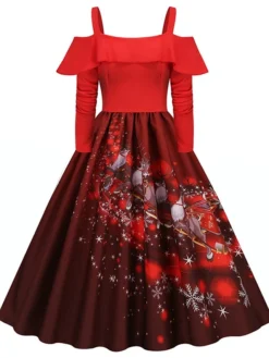 Women's Christmas Swing Dress Slip Dress Vintage Dress Midi Dress Black Wine Light Red Long Sleeve Santa Claus Cold Shoulder Winter Fall Autumn Spaghetti Strap Modern Vacation 2022 S M L XL XXL 3XL 18 Women's Christmas Swing Dress Slip Dress Vintage Dress Midi Dress Black Wine Light Red Long Sleeve Santa Claus Cold Shoulder Winter Fall Autumn Spaghetti Strap Modern Vacation 2022 S M L XL XXL 3XL -Fashion Life Shop myxpoq1667793476882