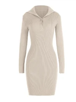 Women's Sweater Dress Casual Dress Winter Dress Mini Dress Button Outdoor Christmas Daily Fashion Streetwear Shirt Collar Long Sleeve 2023 Slim Black Pink Orange Color S M L XL Size -Fashion Life Shop nblhbb1697802286274