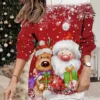 Women's Christmas Casual Dress Sweatshirt Dress Mini Dress Warm Fashion OutdoorVacation Crew Neck Print Santa Claus Snowman Loose Fit White Red Burgundy S M L XL XXL