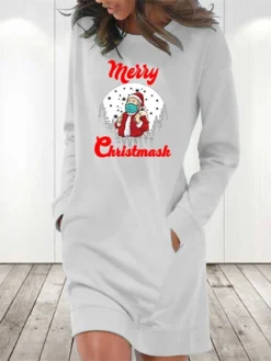 Women‘s Christmas Hoodie Dress Winter Dress Light Blue Grey White Long Sleeve Letter Santa Claus Pocket Print Winter Fall Crew Neck Stylish Fall Dress Loose Fit 2022 S M L XL 2XL / Cotton 8 Women‘s Christmas Hoodie Dress Winter Dress Light Blue Grey White Long Sleeve Letter Santa Claus Pocket Print Winter Fall Crew Neck Stylish Fall Dress Loose Fit 2022 S M L XL 2XL / Cotton -Fashion Life Shop nfaeoy1666343455842