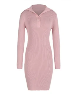 Women's Sweater Dress Casual Dress Winter Dress Mini Dress Button Outdoor Christmas Daily Fashion Streetwear Shirt Collar Long Sleeve 2023 Slim Black Pink Orange Color S M L XL Size -Fashion Life Shop ngbcwd1697802285525