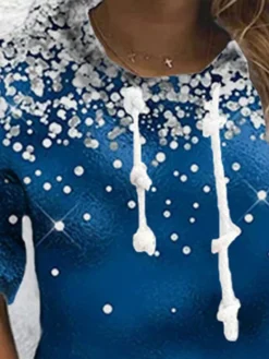 Women‘s Christmas Hoodie Dress Winter Dress Blue Long Sleeve Color Gradient Print Winter Fall Hooded Vacation Casual Fall Dress 2022 S M L XL XXL 3XL -Fashion Life Shop nhowgu1666258065943