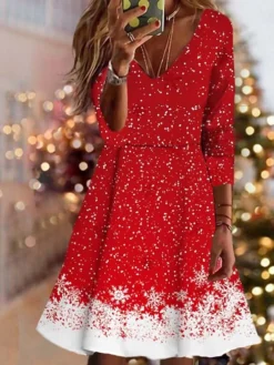 Women's Christmas Swing Dress Vintage Dress Mini Dress Wine Light Red Dark Blue Long Sleeve Deer Patchwork Winter Fall Autumn V Neck Vacation 2022 S M L XL XXL 3XL 4XL 5XL 6XL 9 Women's Christmas Swing Dress Vintage Dress Mini Dress Wine Light Red Dark Blue Long Sleeve Deer Patchwork Winter Fall Autumn V Neck Vacation 2022 S M L XL XXL 3XL 4XL 5XL 6XL -Fashion Life Shop nictbb1667904077782