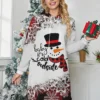 Women's Christmas Casual Dress Hoodie Dress Mini Dress Warm Fashion OutdoorHoliday V Neck Print Santa Claus Snowman Snowflake Loose Fit Black Wine Gray S M L XL XXL