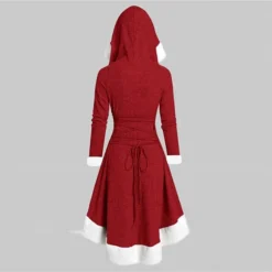 Women's Christmas Hoodie Dress Vintage Dress Midi Dress Green Black Wine Red Gray Long Sleeve Pure Color Patchwork Winter Fall Hooded Vacation Vintage 2022 S M L XL XXL 3XL -Fashion Life Shop nlxzau1667275375052