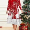 Women's Christmas Plus Size Curve Casual Dress Skater Dress A Line Dress Elk Midi Dress Long Sleeve Print Crew Neck Fashion Outdoor Black Wine Fall Winter L XL XXL 3XL 4XL