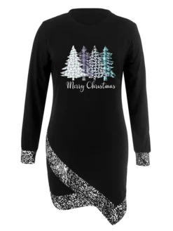 Women's Christmas Casual Dress Shift Dress Mini Dress Black Silver Gray Long Sleeve Plaid Print Winter Fall Autumn Crew Neck Loose Fit 2022 S M L XL XXL 3XL -Fashion Life Shop npoluw1666761741793