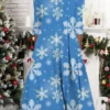 Women's Christmas Casual Dress Shift DressMidi Dress Blue 3/4 Length Sleeve Snowflake Ruched Print Fall Winter Round Neck Vacation Casual 2022 S M L XL XXL 3XL