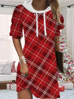 Women's Christmas Hoodie Dress Shift Dress Mini Dress Black Gold Wine Long Sleeve Plaid Print Fall Spring Hooded Fashion Christmas Daily Loose Fit 2022 S M L XL XXL 3XL 9 Women's Christmas Hoodie Dress Shift Dress Mini Dress Black Gold Wine Long Sleeve Plaid Print Fall Spring Hooded Fashion Christmas Daily Loose Fit 2022 S M L XL XXL 3XL -Fashion Life Shop ntacze1667562071587