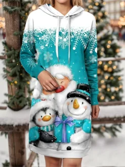 Women's Christmas Dress Hoodie Dress Mini Dress Warm Fashion Outdoor Christmas Holiday Hoodie Print Snowman Snowflake Loose Fit Yellow Wine Blue S M L XL XXL 9 Women's Christmas Dress Hoodie Dress Mini Dress Warm Fashion Outdoor Christmas Holiday Hoodie Print Snowman Snowflake Loose Fit Yellow Wine Blue S M L XL XXL -Fashion Life Shop ntooke1697542414670