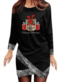 Women‘s Christmas Casual Dress Shift Dress Sheath Dress Mini Dress Black And White Black Gray Black And White Stripes Long Sleeve Elk Patchwork Winter Fall Autumn Crew Neck Fashion Date 2022 S M L XL 11 Women‘s Christmas Casual Dress Shift Dress Sheath Dress Mini Dress Black And White Black Gray Black And White Stripes Long Sleeve Elk Patchwork Winter Fall Autumn Crew Neck Fashion Date 2022 S M L XL -Fashion Life Shop nuazob1667562412376