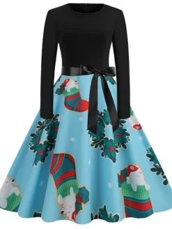 Women's Christmas Vintage Dress Green Black Light Red Red Light Blue Long Sleeve Print Print Winter Fall Crew Neck Vintage 2022 S M L XL 2XL 3XL 10 Women's Christmas Vintage Dress Green Black Light Red Red Light Blue Long Sleeve Print Print Winter Fall Crew Neck Vintage 2022 S M L XL 2XL 3XL -Fashion Life Shop nyqrrn1667467147635